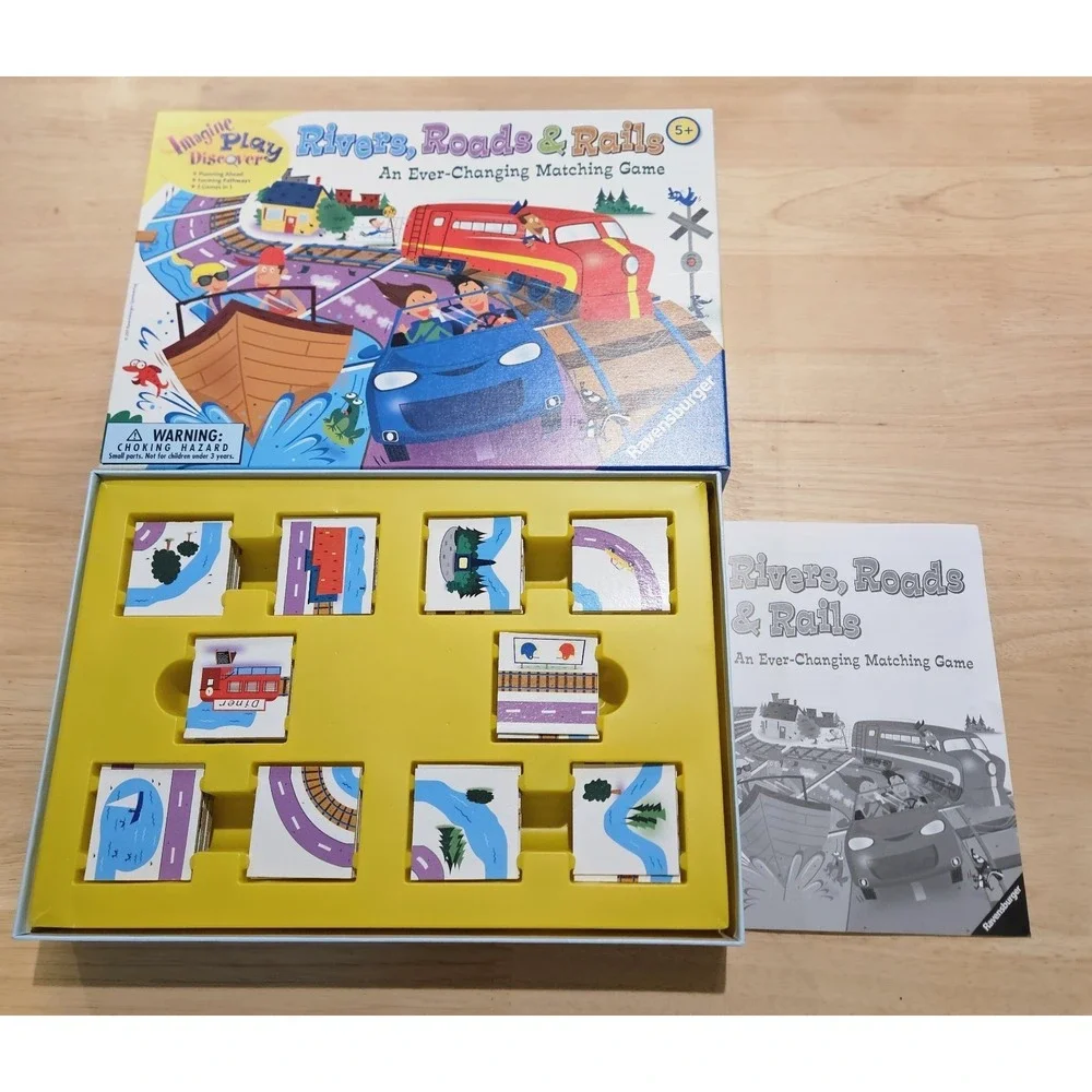 Ravensburger‎ Rivers Roads & Rails Complete Family Matching Board Game Ages 5+